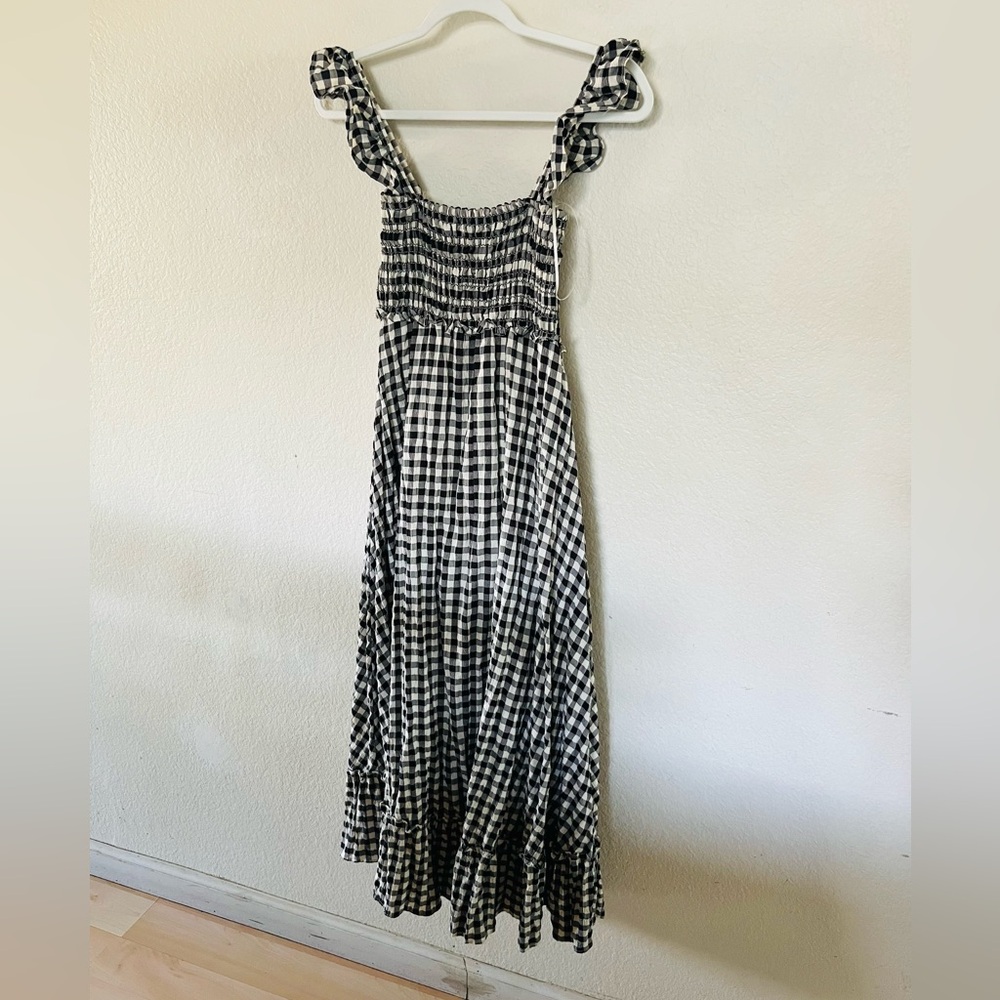 Max Studio Black & White Gingham Maxi Dress with Ruffle Straps